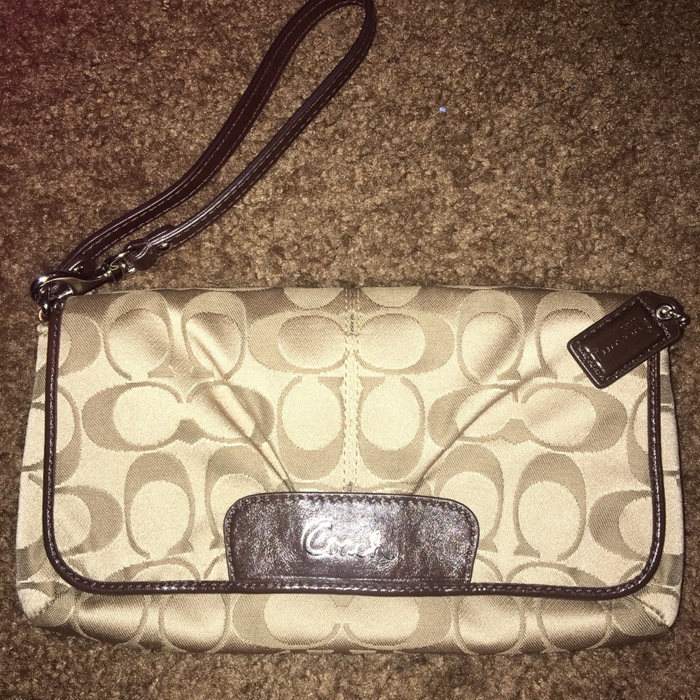 Brown coach wristlet